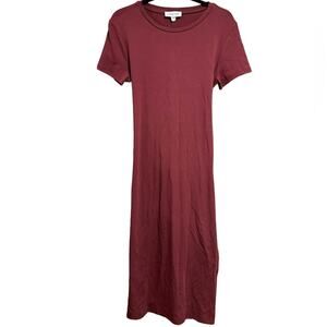NWT Amour Vert Red Short Sleeve Organic Cotton Maxi Wrap Dress Size Large